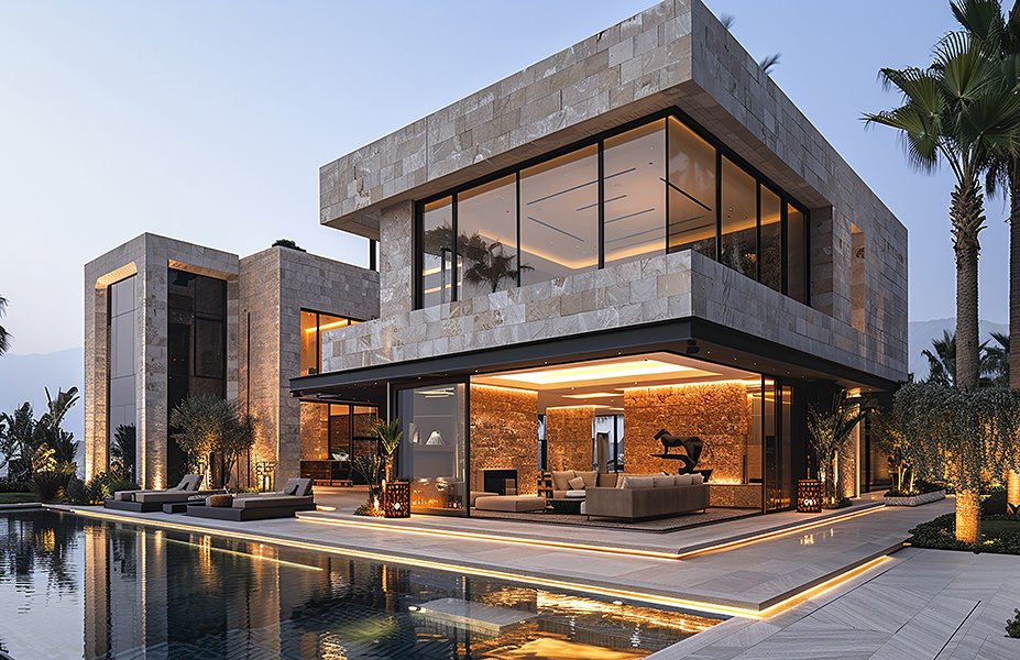 Luxurious-Modern-Poolside-Villa-at-Sunset